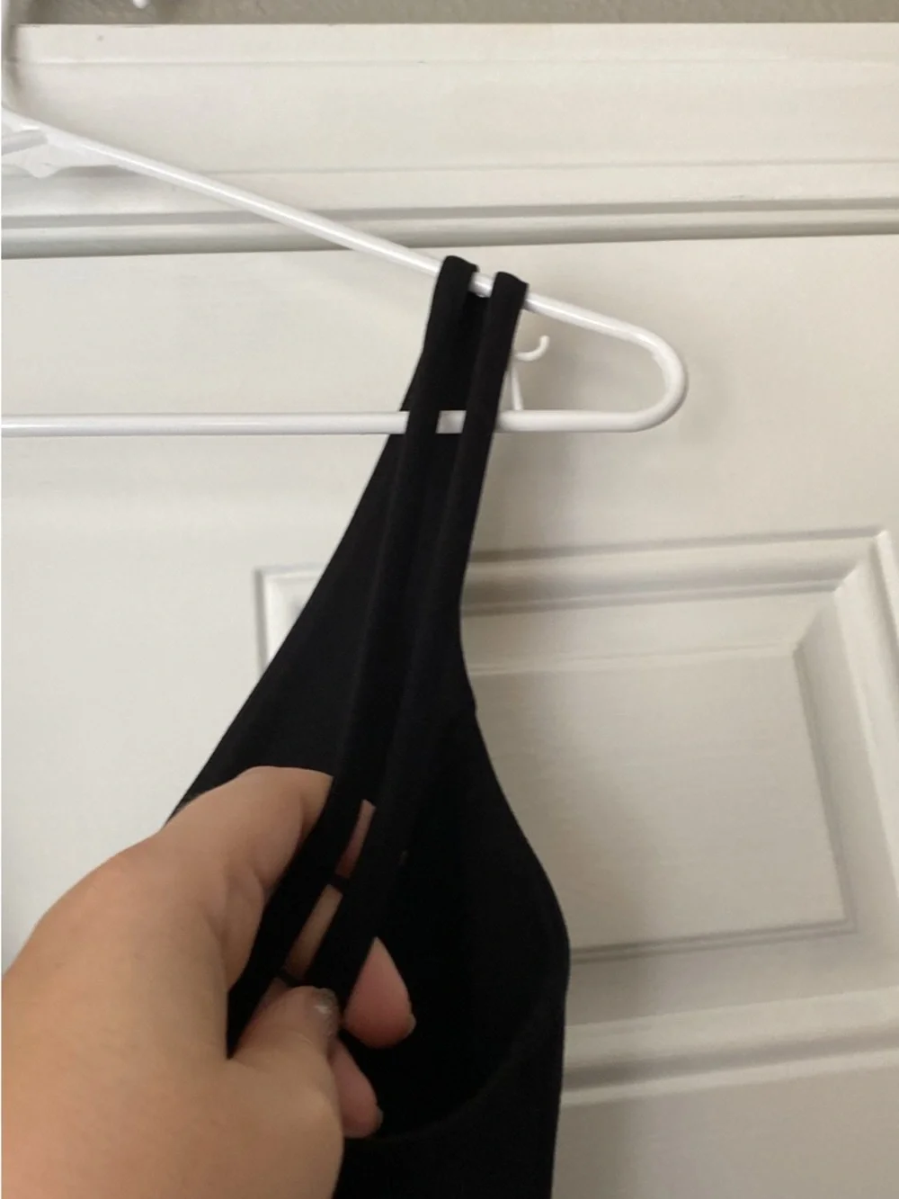 Lulus Black Deep V Front Double Strap Body Con Midi Dress Size Large - Picture 4 of 10